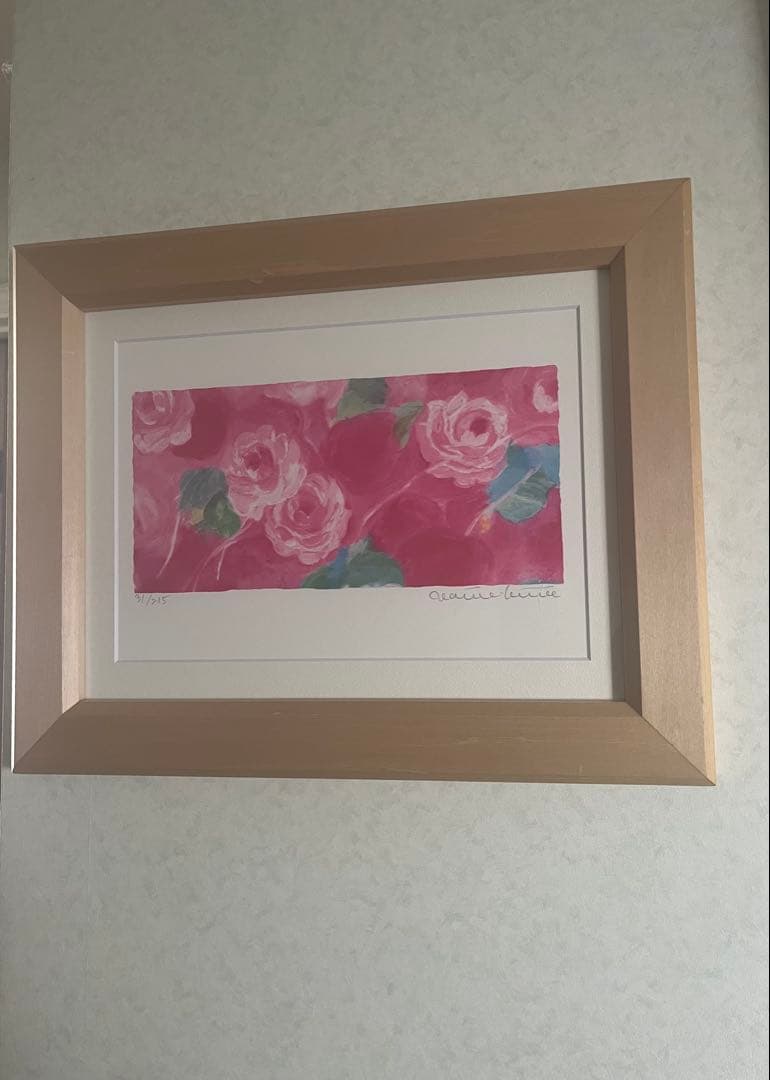 額入り版画　 限定ジクレー　ジニーキム　バラの花 現行品　サイン.ED.証明書