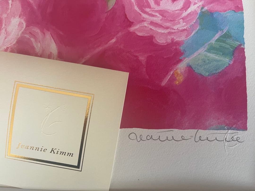 額入り版画　 限定ジクレー　ジニーキム　バラの花 現行品　サイン.ED.証明書