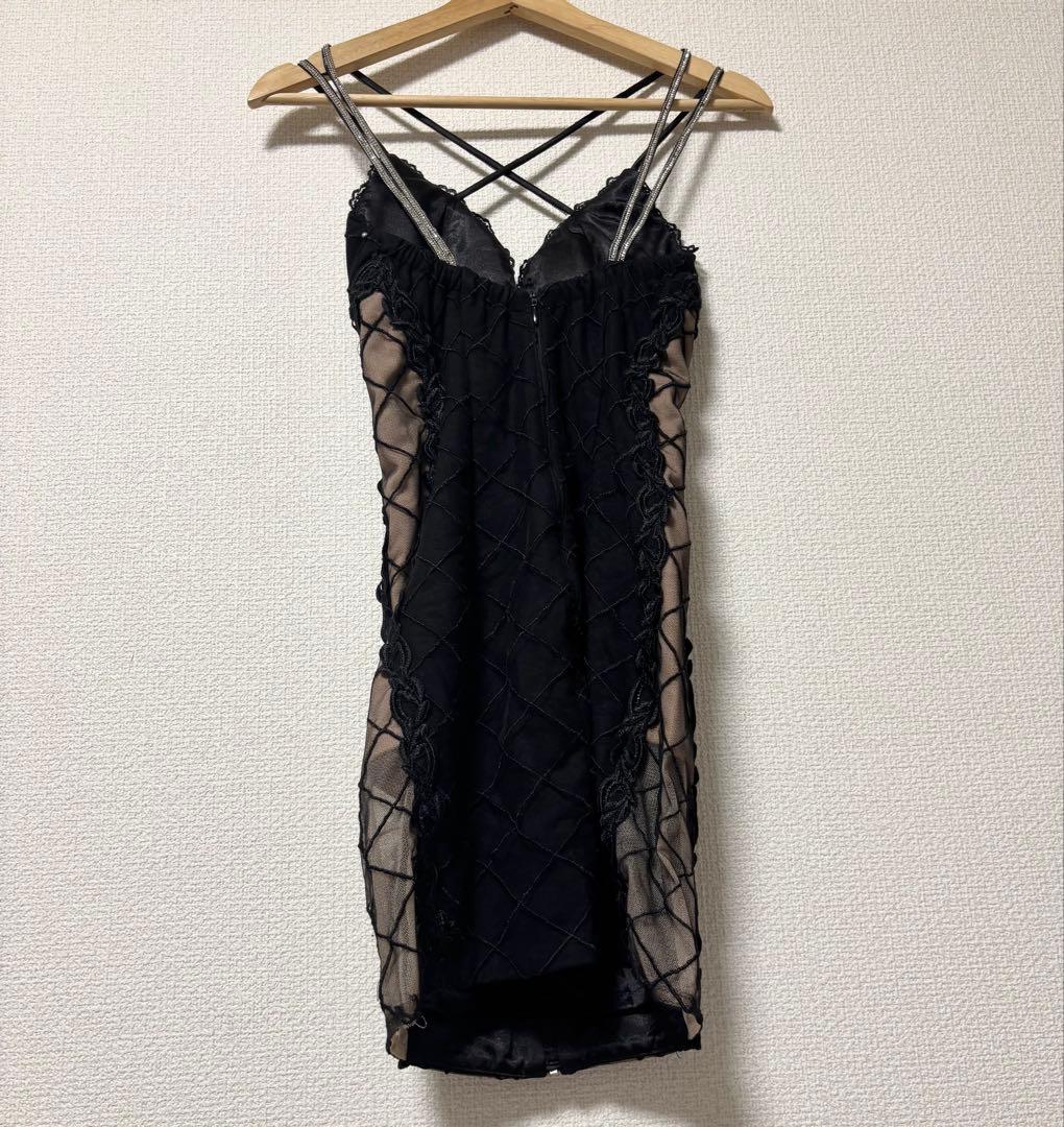 ROBE de FLEURS Glossy ブラック キャバドレス　ビジュー