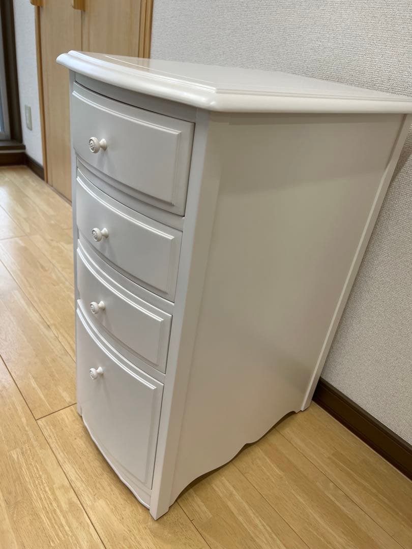 ②まとめ買い割引き価格引き出し4段キャビネットリリーホワイト