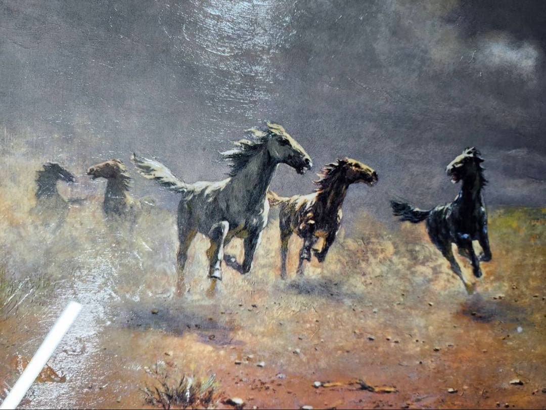 馬の群れ 絵画 ゴールドフレーム