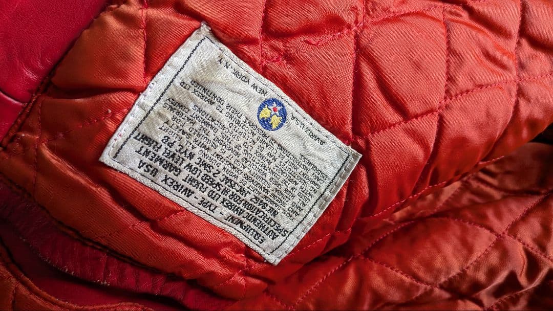 G*T様 AVIREX赤 レザージャケット 刺繍ロゴ付き