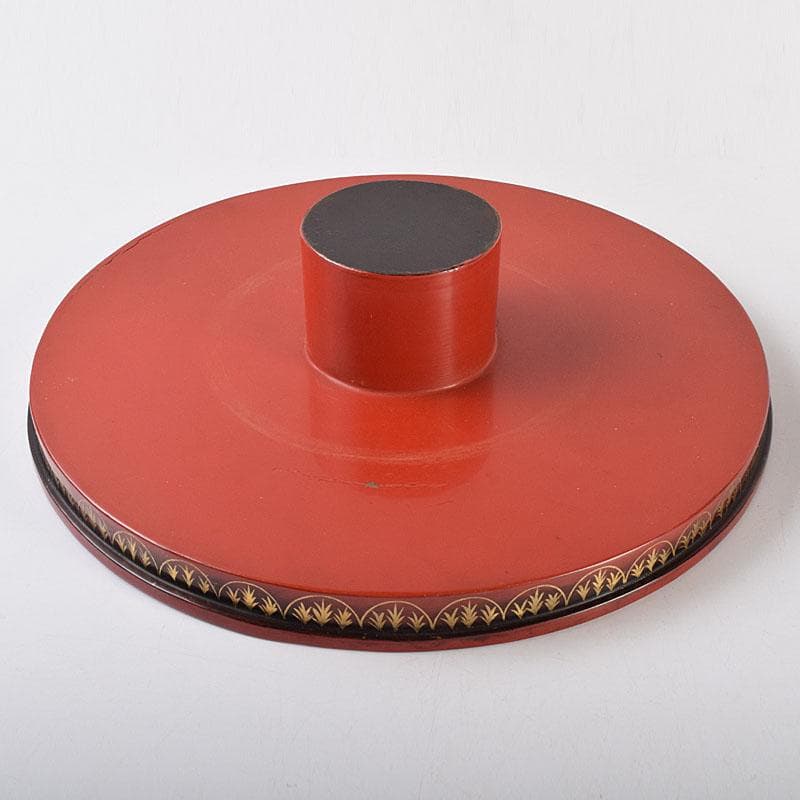 江戸時代　寛政期　朱塗　金蒔絵山水人物文　薄端　時代箱　V　R9446H