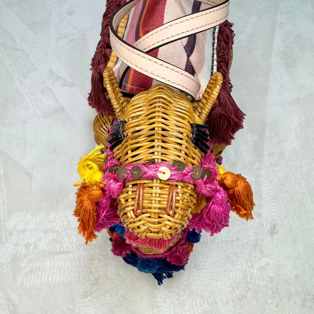 希少☆ ケイトスペード　ラクダ　ハンドバッグ　ラタン　カゴバッグ　マルチカラー