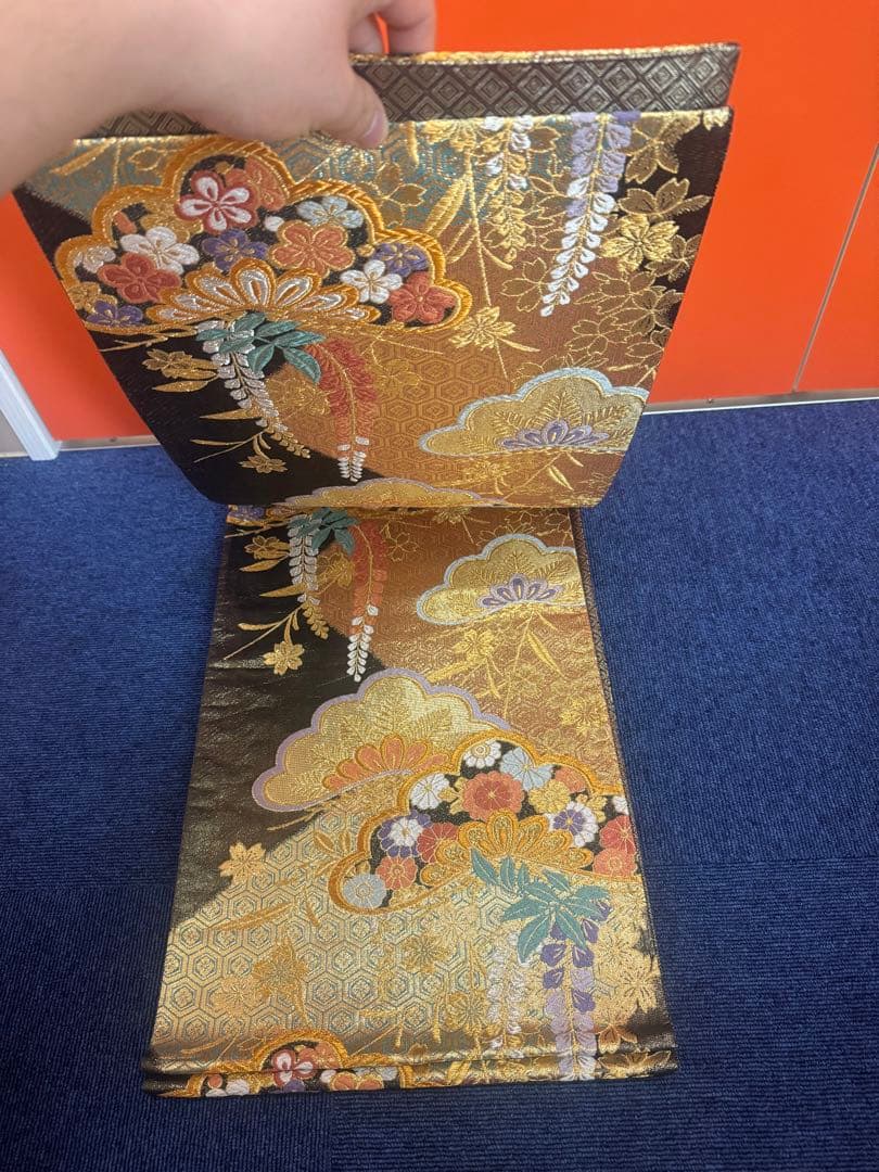 2661袋帯 古代彫金紋 西陣織 金糸　高級上質上品　約440cm 未使用