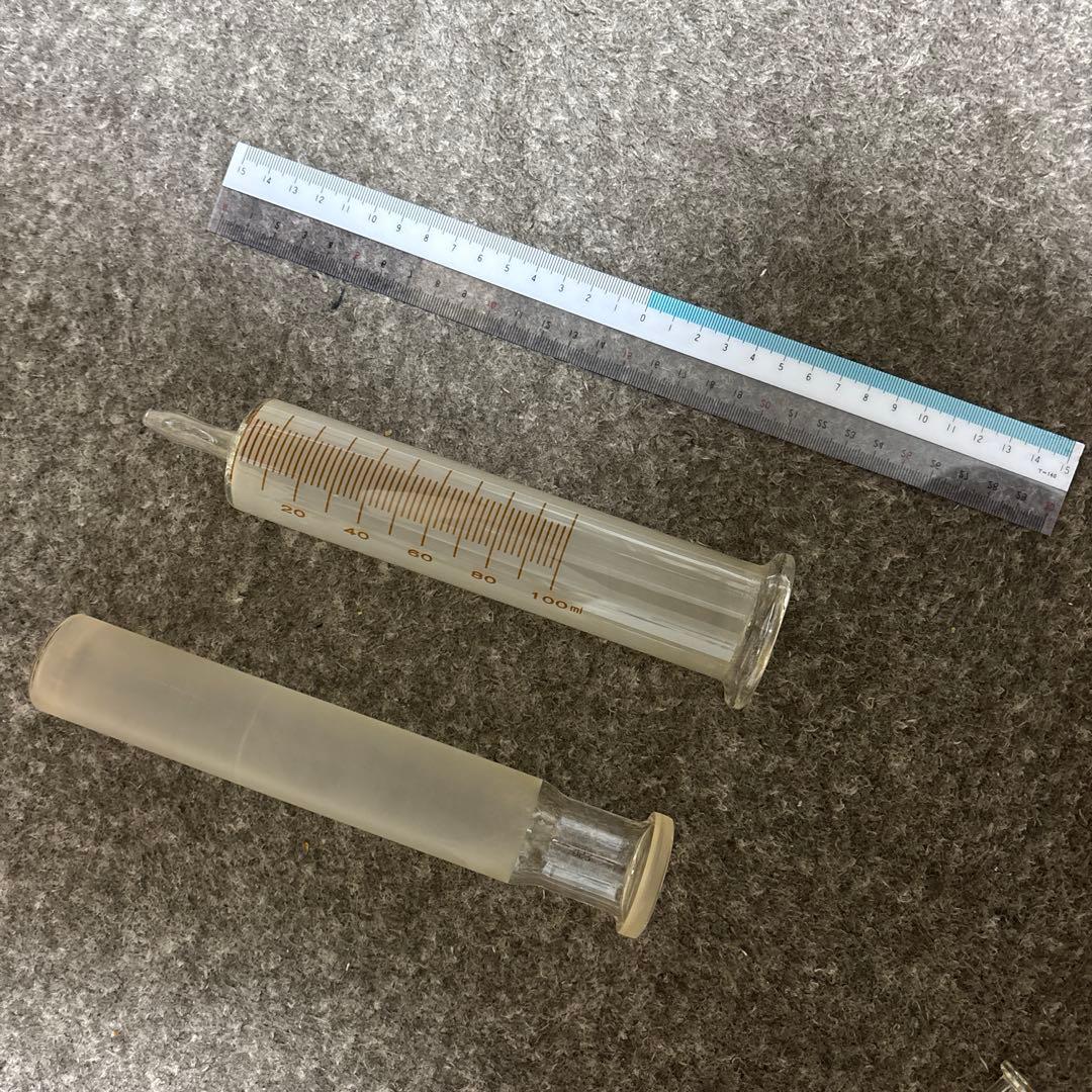 硬化ガラス製注射器　アンティーク　実験　シリンジ