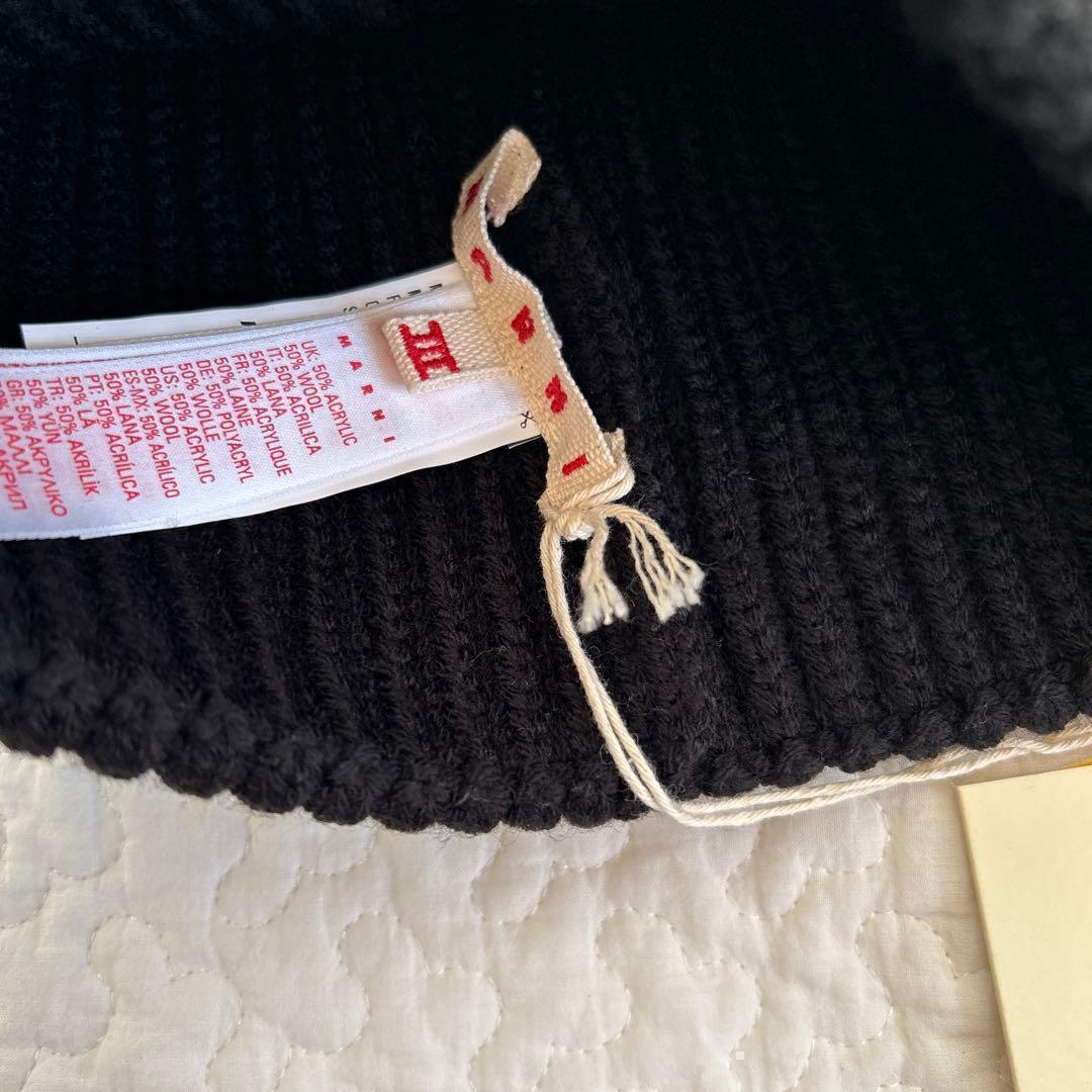 ★新年限定価格★【MARNI】刺繍ロゴ リブ ニット帽 ニットキャップ