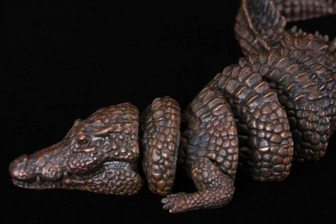 【龍文堂 安の介 造】超絶技巧 精巧自在 鰐 ワニ 金属工芸