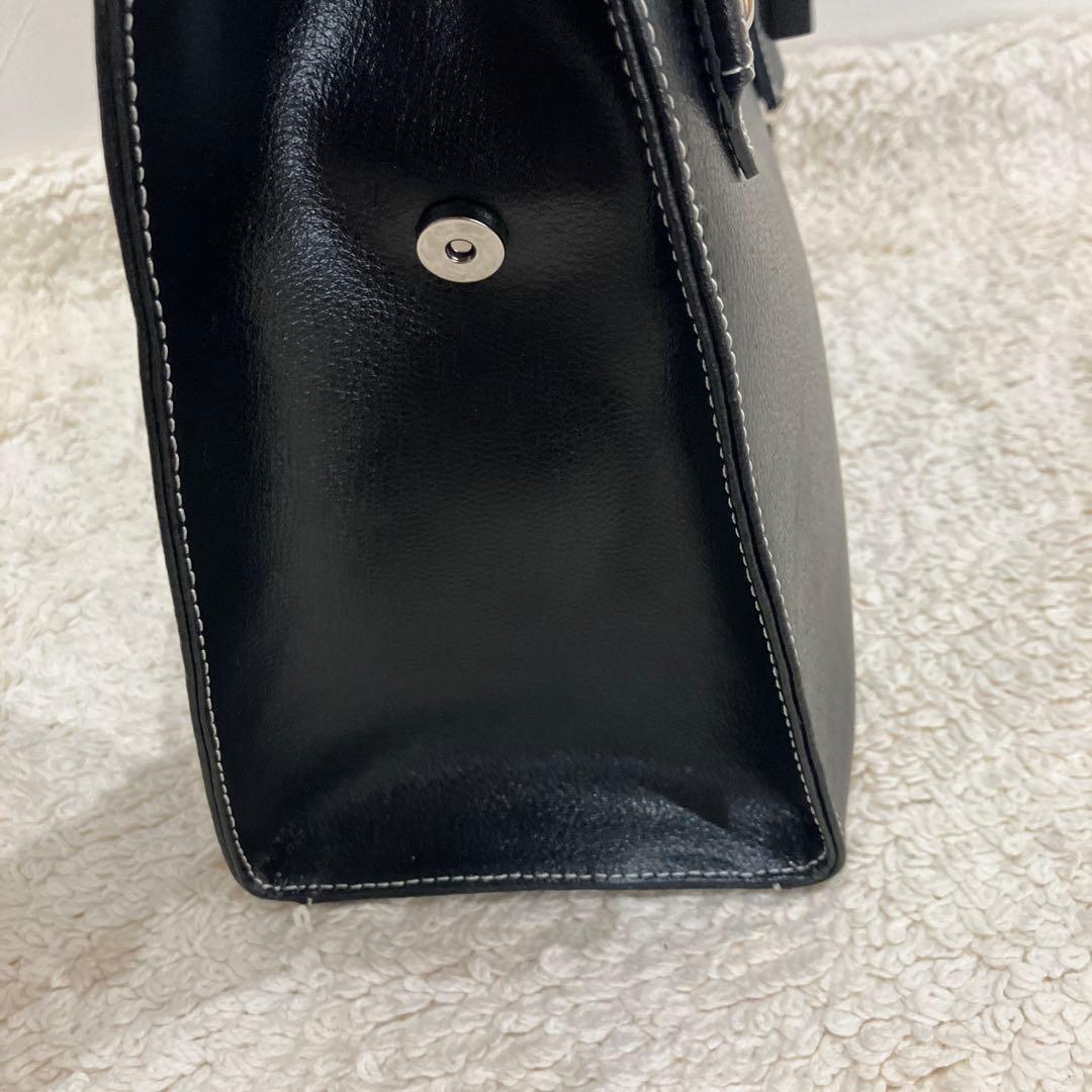 【極美品】濱野鞄/ハンドバッグ/金具/レザー/黒/ハマノ/HAMANO/南京錠