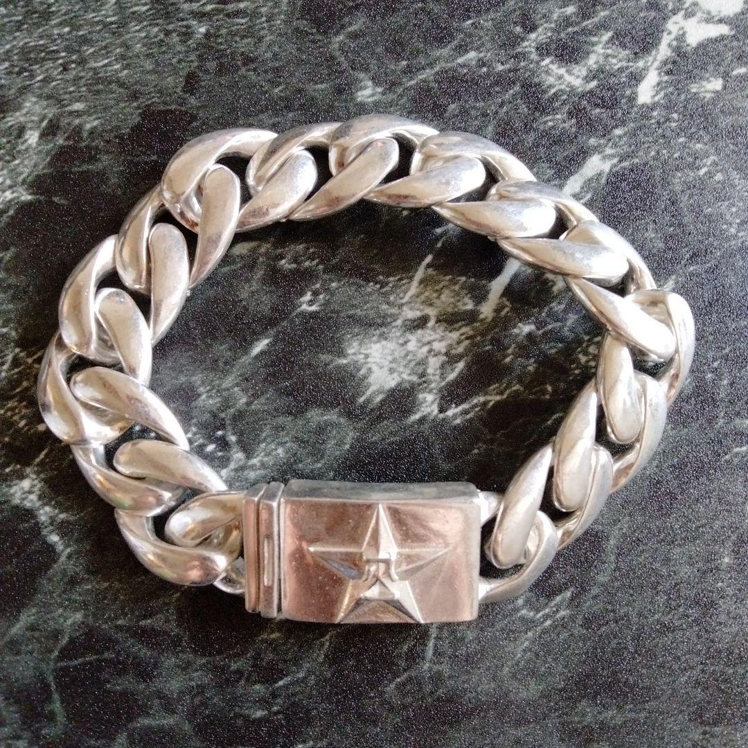 シルバー925 ツイスト星モチーフ チェーンブレスレット ★スター五芒星シンプル