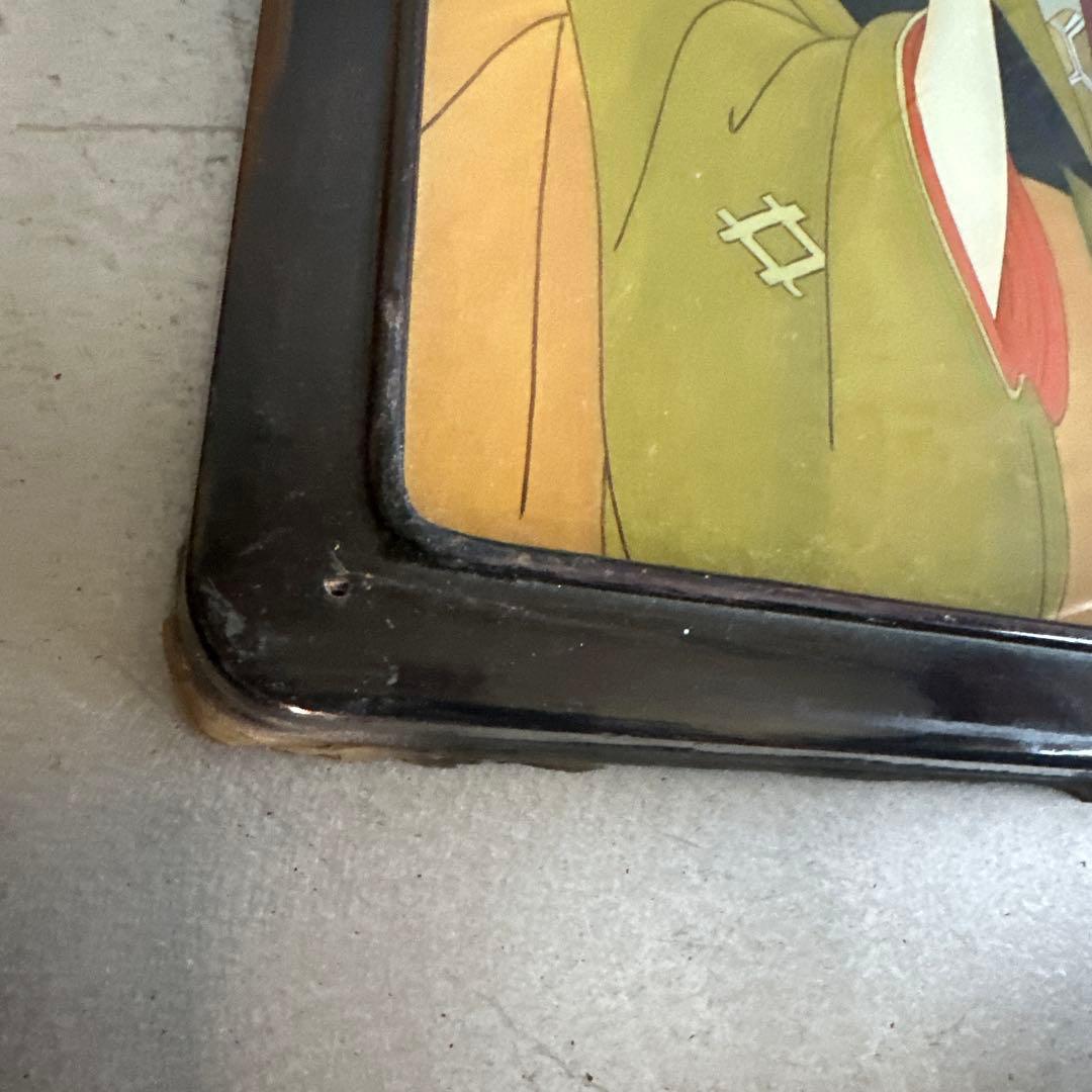 ヴィンテージ　ガラス絵浮世絵 女性の肖像画 木製フレーム付き素敵すぎる‼️