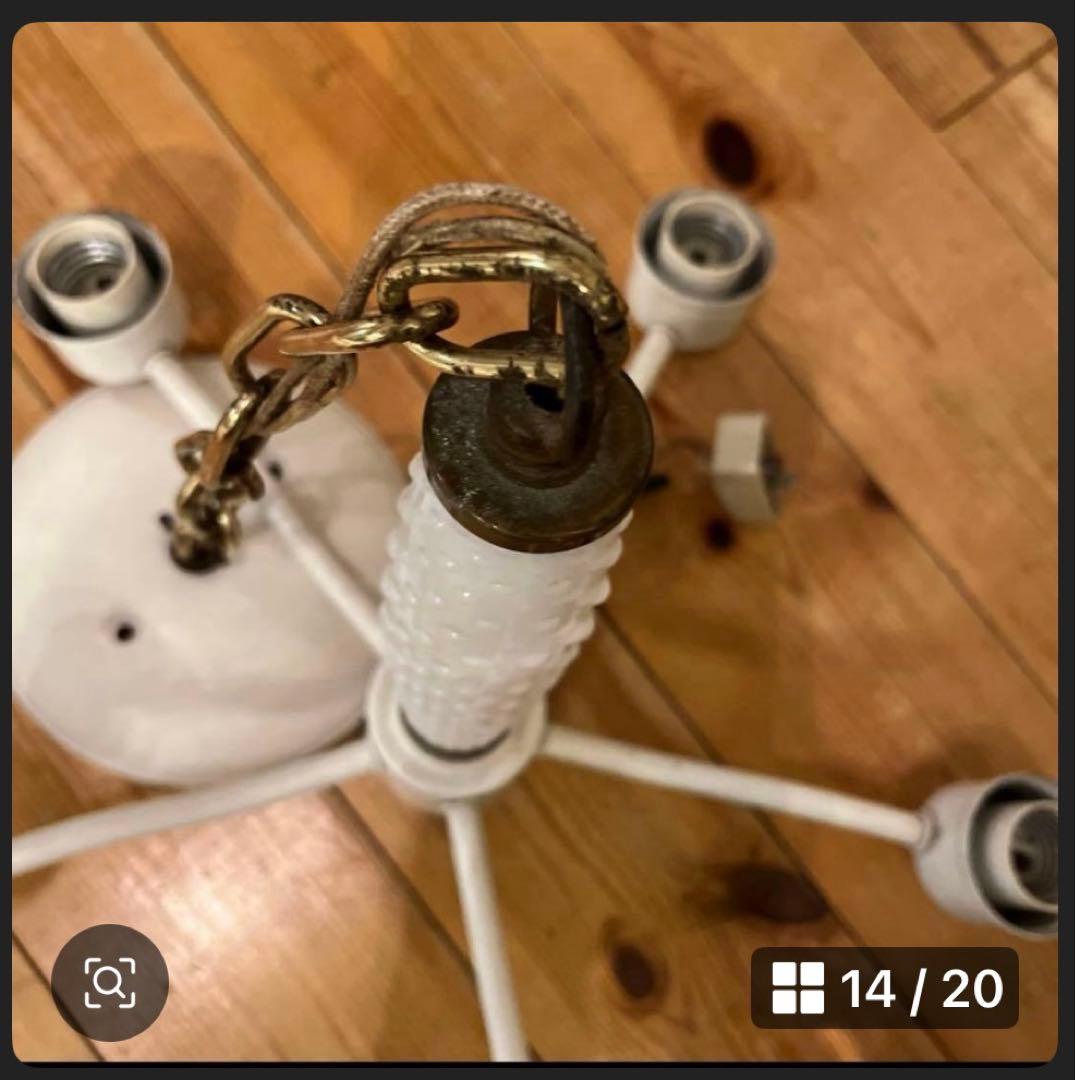 アンティーク　ミルクガラスシェード シャンデリア 5灯 天井照明　新居