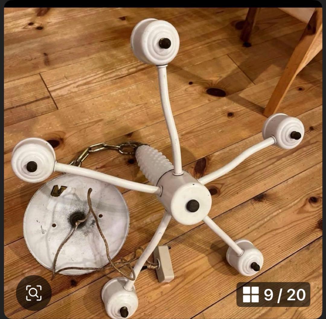 アンティーク　ミルクガラスシェード シャンデリア 5灯 天井照明　新居