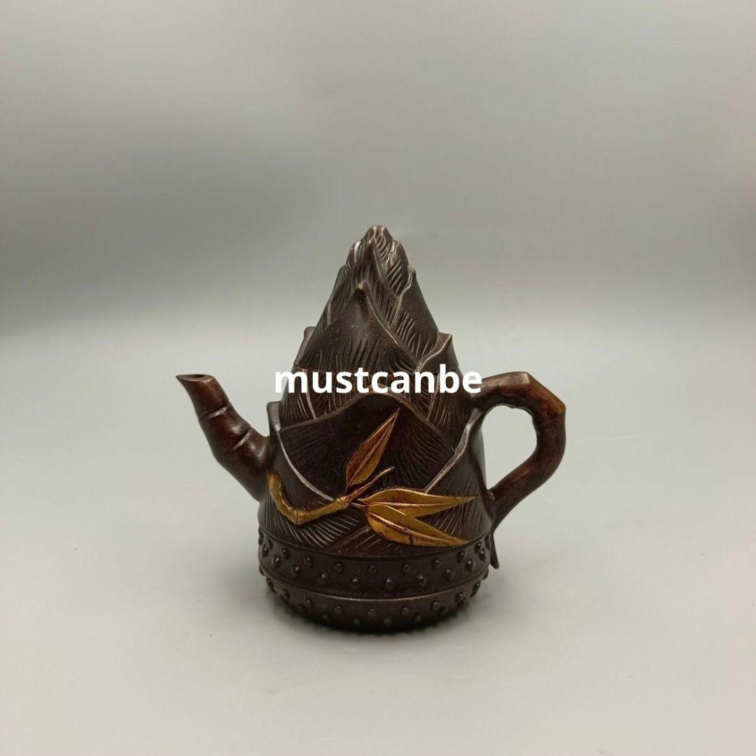 銅器 竹子茶壺 銅壺 茶道具 文房具 工芸品 置物