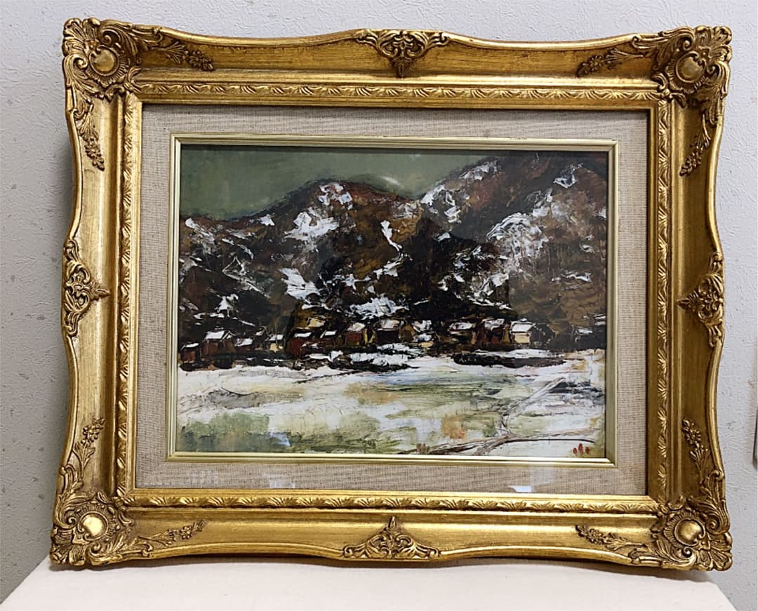 【山陰の風景】 ♦ 森下小枝子 ガラス絵 作家:初期作品 油絵 F4号