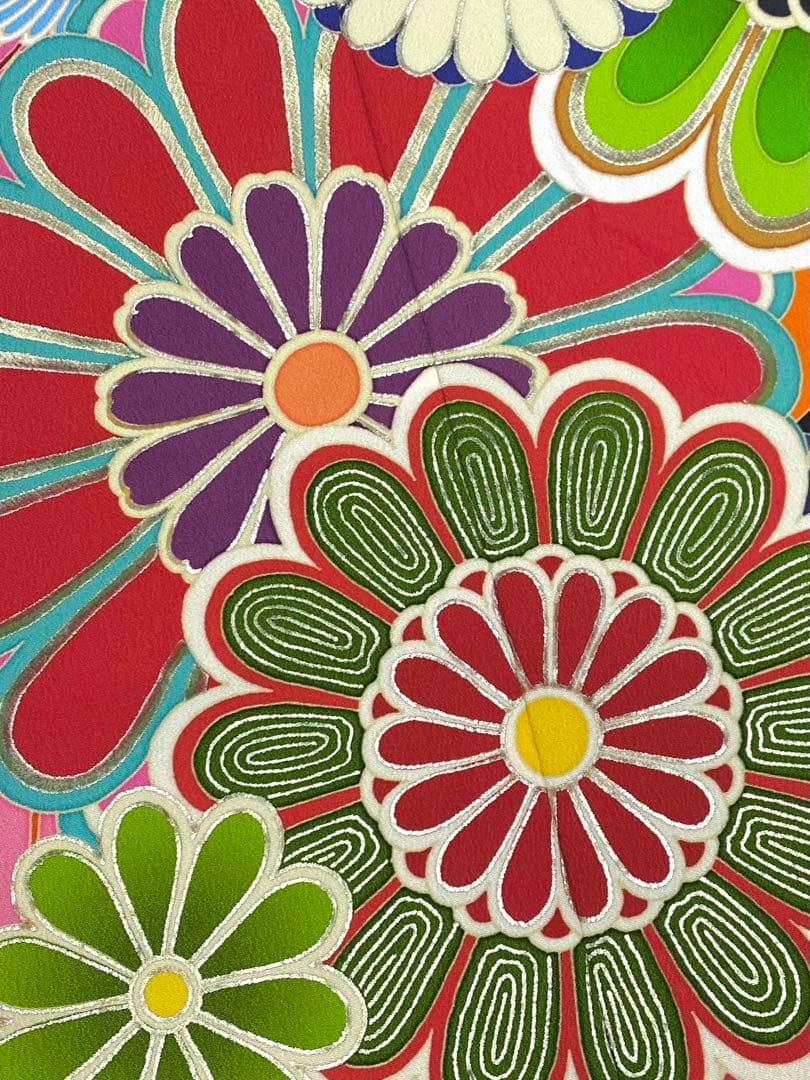 ポリエステル ブランド振袖 ジャパンスタイル 金彩 向かい鶴 身丈171cm