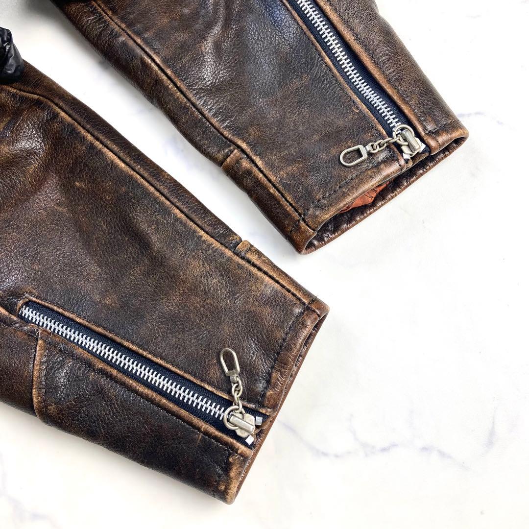 美品 ハーレーダビッドソン シングル ライダース レザージャケット エンボス加工