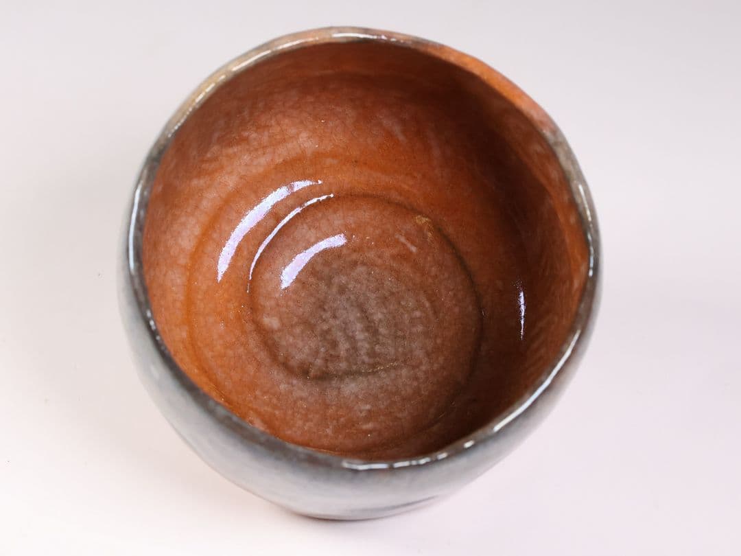 茶道具 二代 小川長楽 赤茶碗 共箱 共布 陶芸 陶器【MA914】