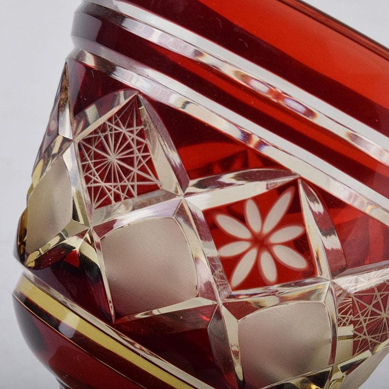 ガラス工芸　江戸切子　華硝　グラス　高杯　箱付　C　R9094