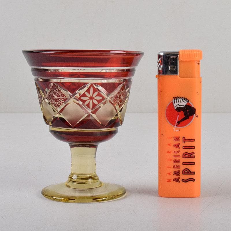 ガラス工芸　江戸切子　華硝　グラス　高杯　箱付　C　R9094