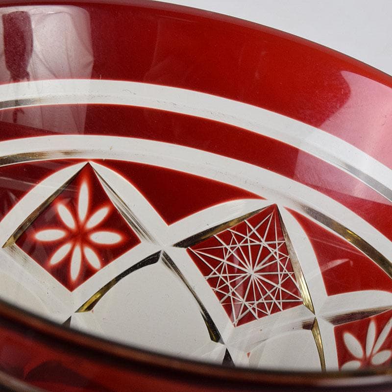 ガラス工芸　江戸切子　華硝　グラス　高杯　箱付　C　R9094