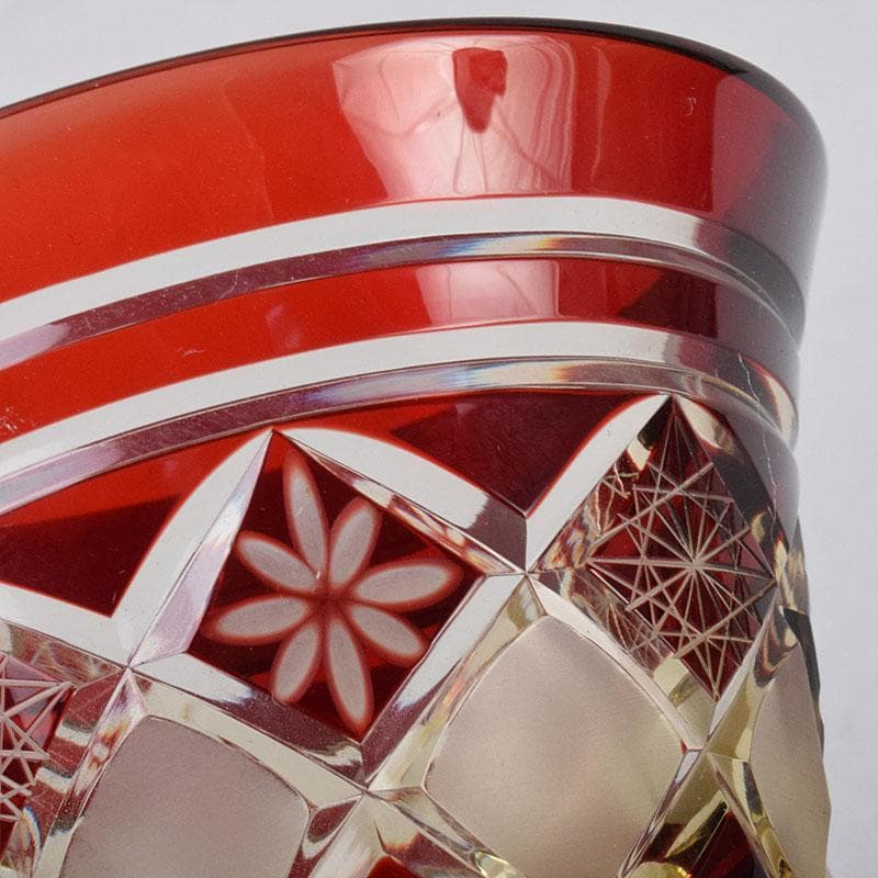 ガラス工芸　江戸切子　華硝　グラス　高杯　箱付　C　R9094