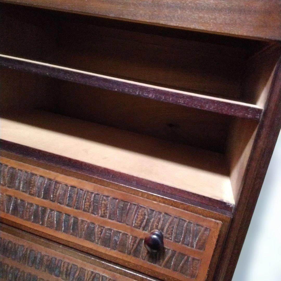 前面レザークラフト張り 6段キャビネット、チェスト