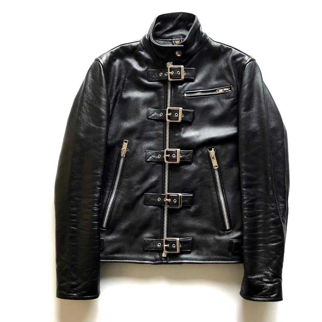 ★極美品★TOKYO PUNKER レザージャケット ボンテージ 32 S 黒