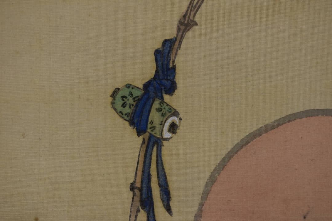 【真作】古市金峨/福禄寿図/幸福、財産、長寿の神様/掛軸☆宝船☆Y-448　JM