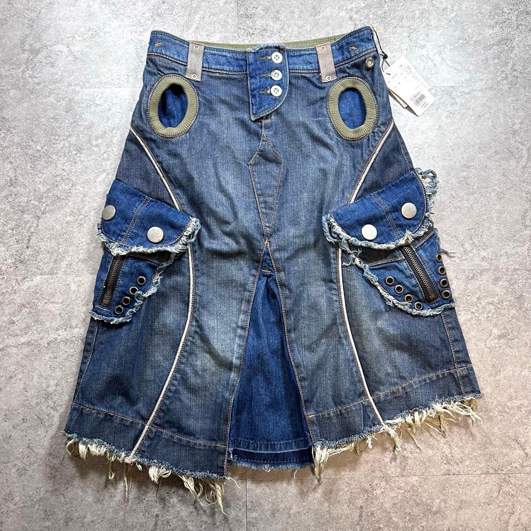 新品【Y2K 】ギミックデニムスカート/アシメ/マクブリング/フェアリーグランジ