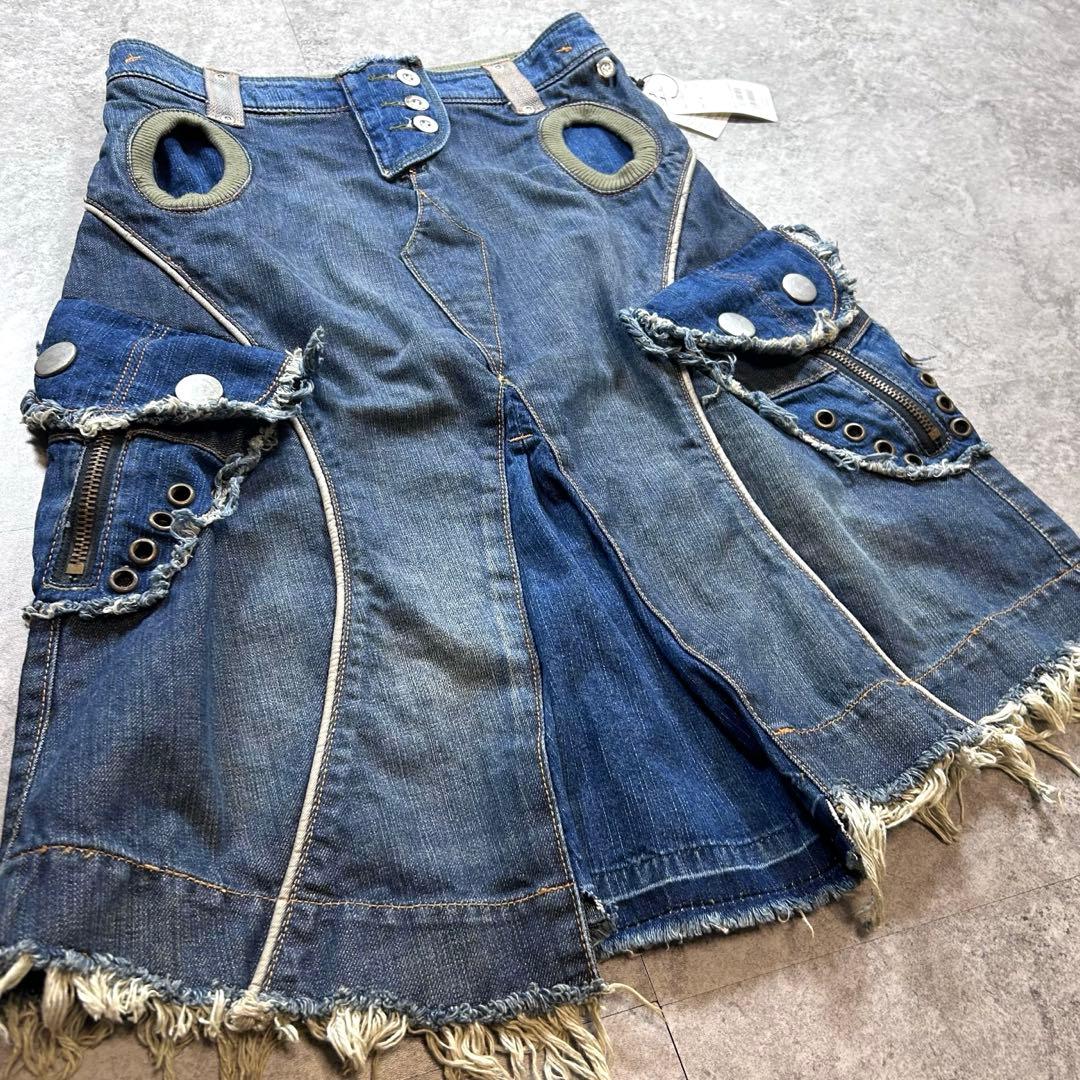 新品【Y2K 】ギミックデニムスカート/アシメ/マクブリング/フェアリーグランジ