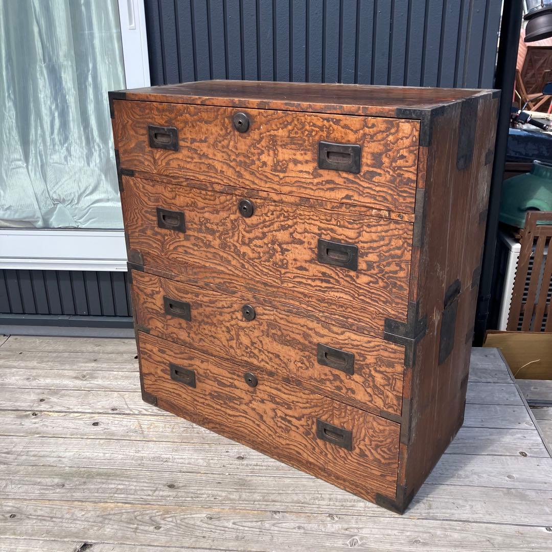 昭和レトロ 古家具 仙台箪笥 4段 引き出し箪笥 古家具 ビンテージ