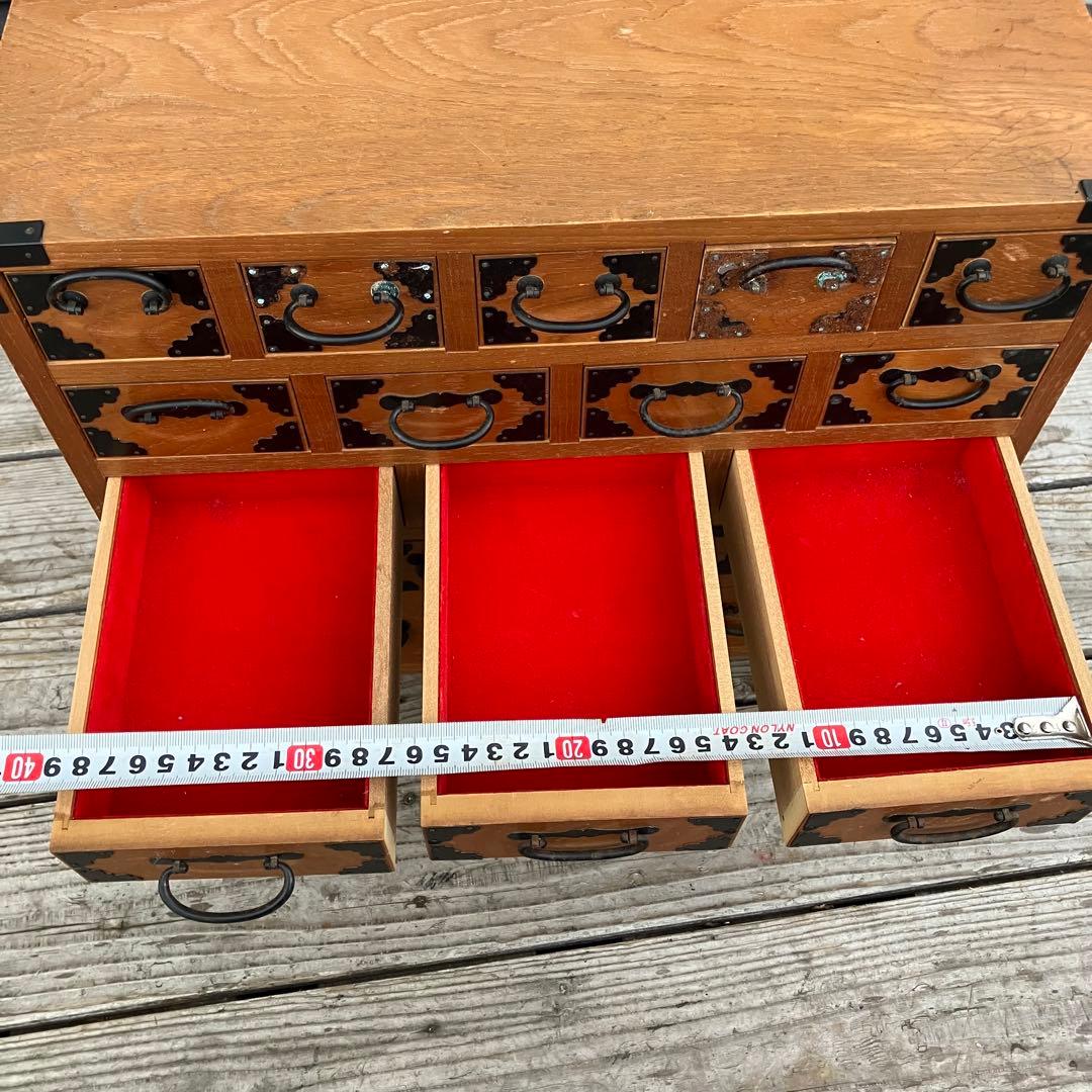 昭和レトロ 木製薬箱 薬箪笥 ミニチェスト 小箪笥 引き出し収納 17杯 5段