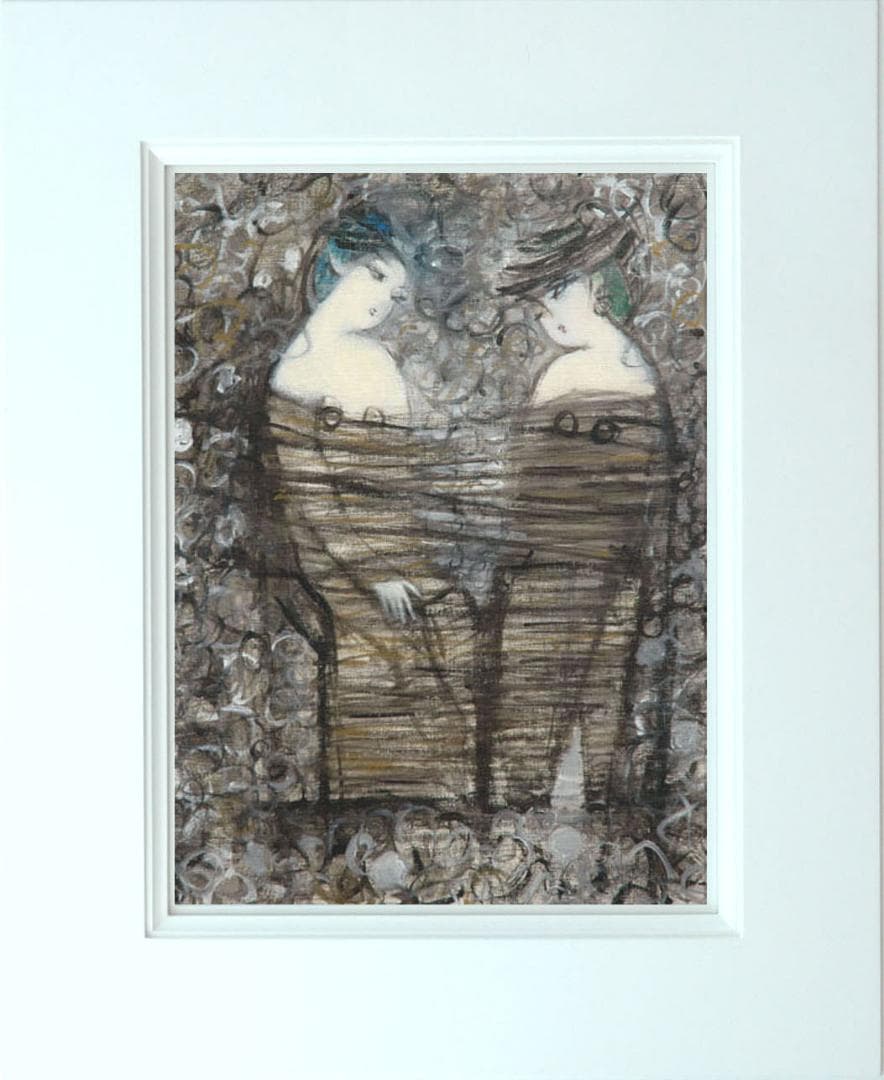 油絵 菅家令子 絵 絵画 インテリア 額付(白) F6-083011 人物 女性