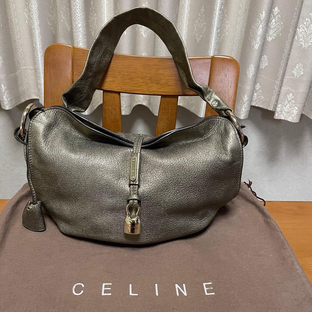 CELINE セリーヌビタースイート　メタリックカーキ　ハンドバック