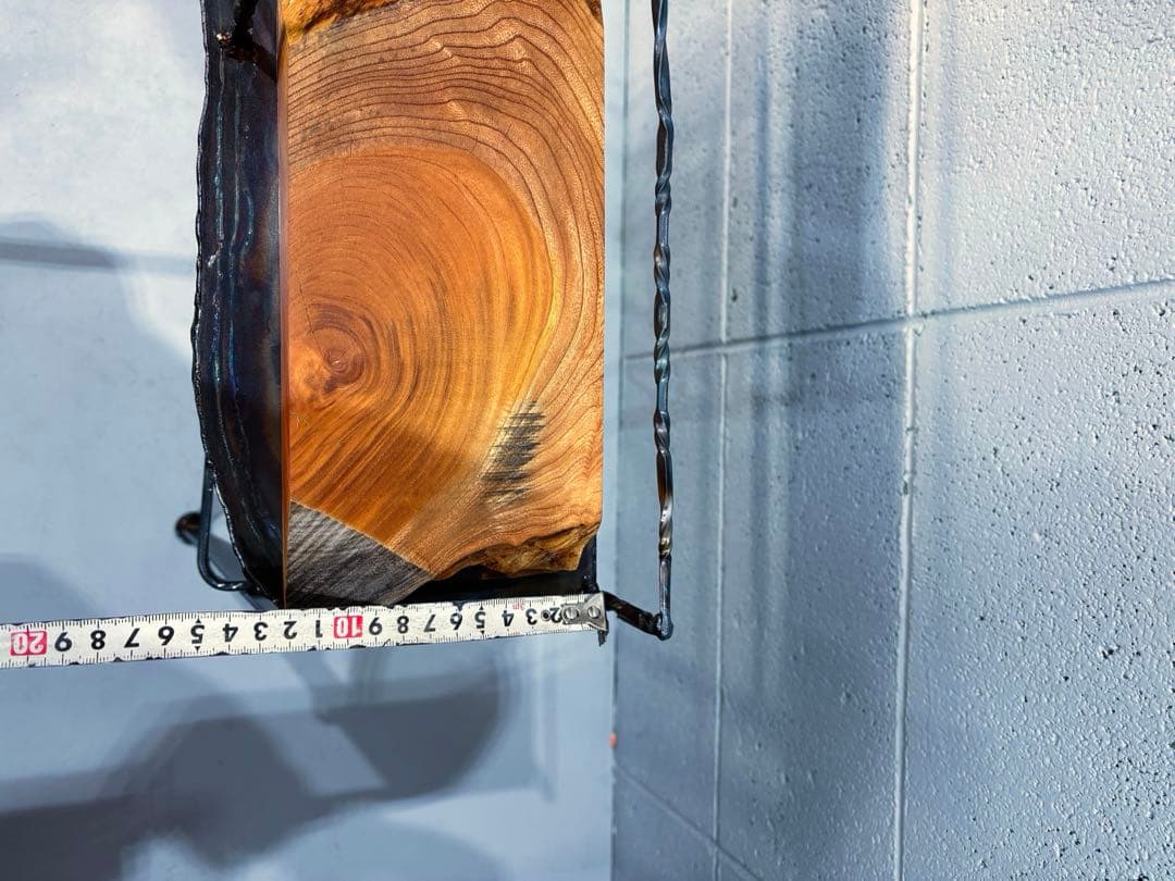 欅材サイドテーブル　鉄家具　アイアンシェルフ　コーヒーテーブル　観葉植物置き台