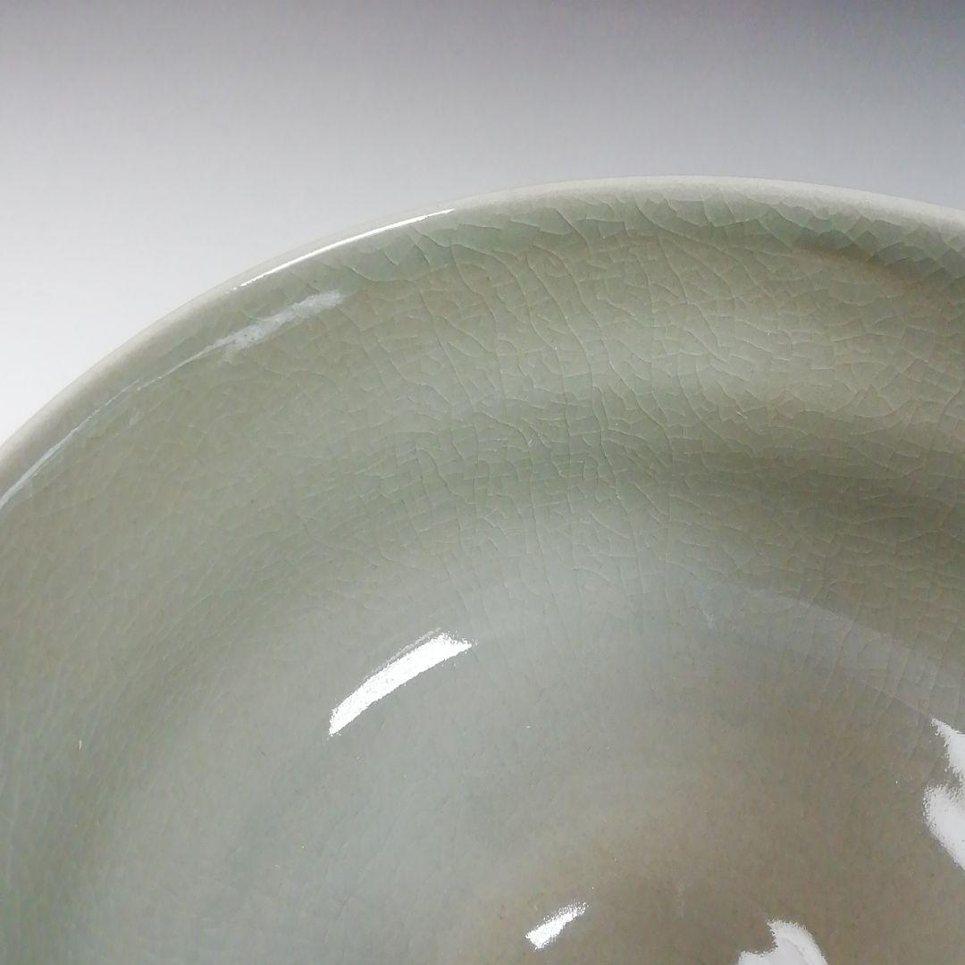 Ｗ１０４　茶碗　『肥後　高田焼』『象嵌茶碗』『十一代　上野才助 作』共箱　茶道具