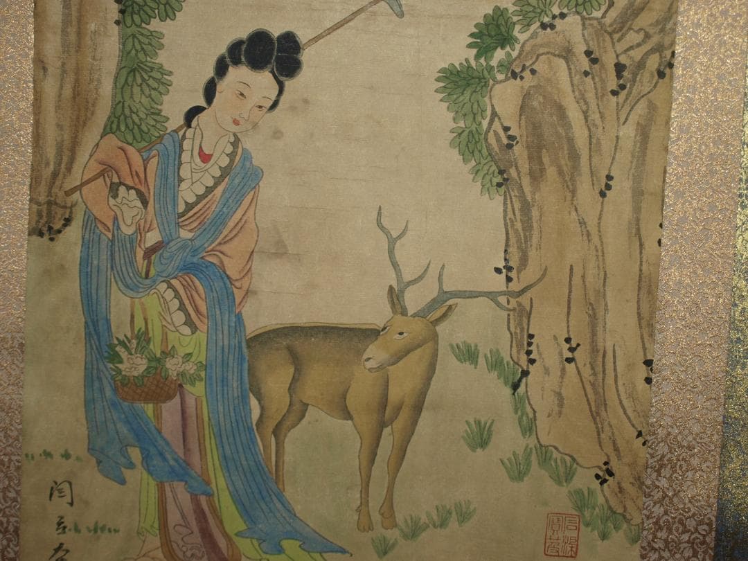 民間仕入れ品　中国時代の物図　肉筆絵　激安骨董BD216A13-3