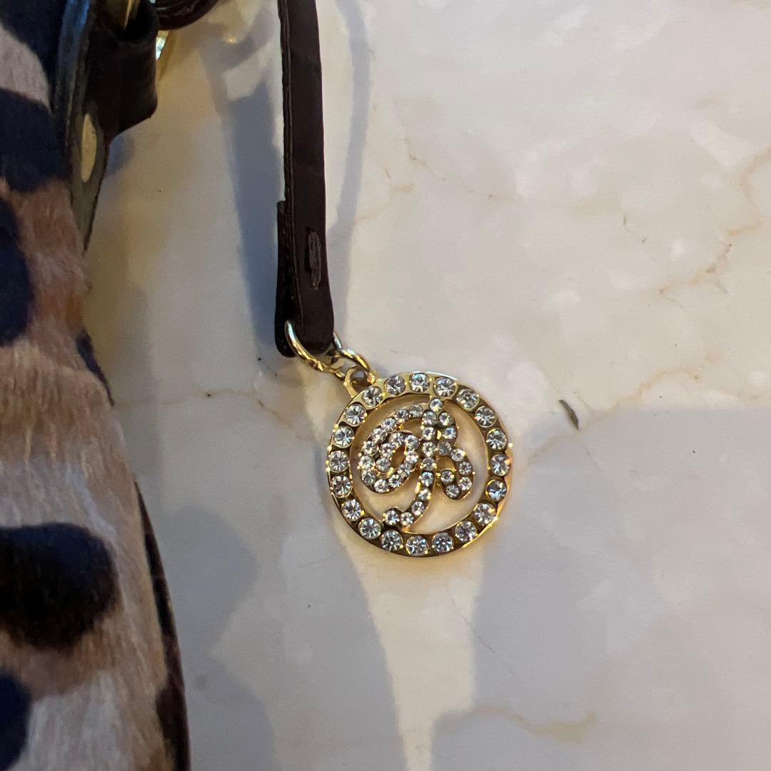 ブルマリン　ヒョウ柄ビジュー付きハンドバッグ