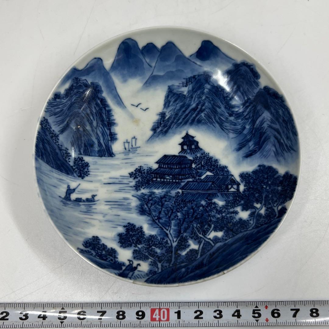 中国清時代　大清乾隆年製　青花　中皿　直径13.5㎝　東T7-0601①