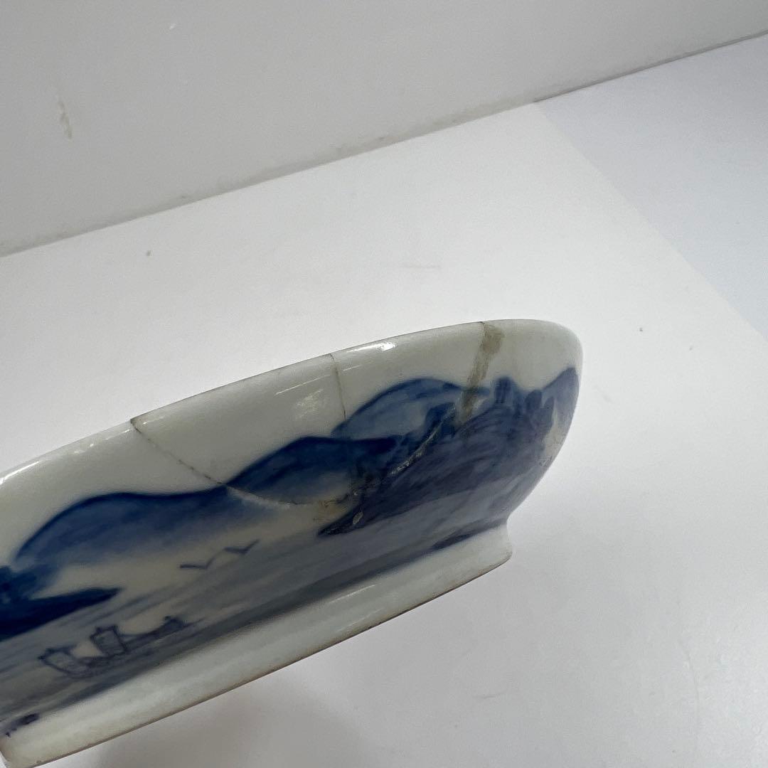 中国清時代　大清乾隆年製　青花　中皿　直径13.5㎝　東T7-0601①