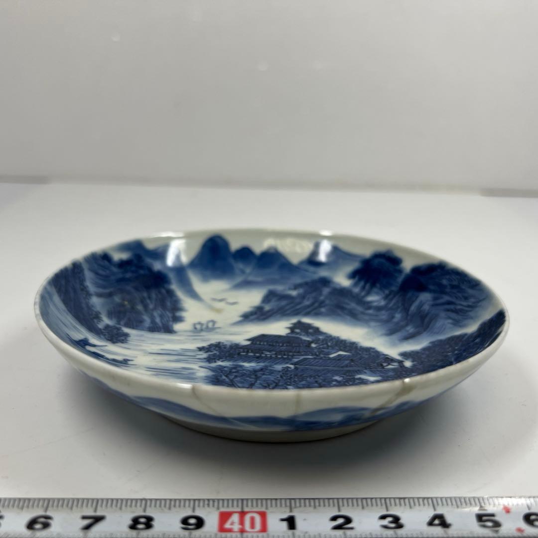 中国清時代　大清乾隆年製　青花　中皿　直径13.5㎝　東T7-0601①