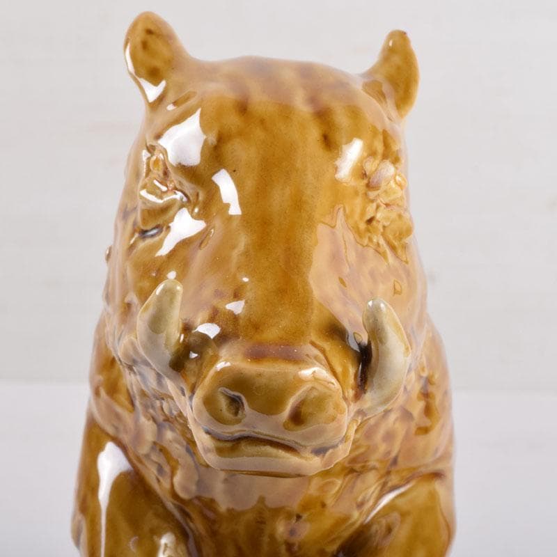 九谷焼　柳雨軒　三代八十吉　徳田正彦作　獅子　干支置物　共布共箱　C　8408A