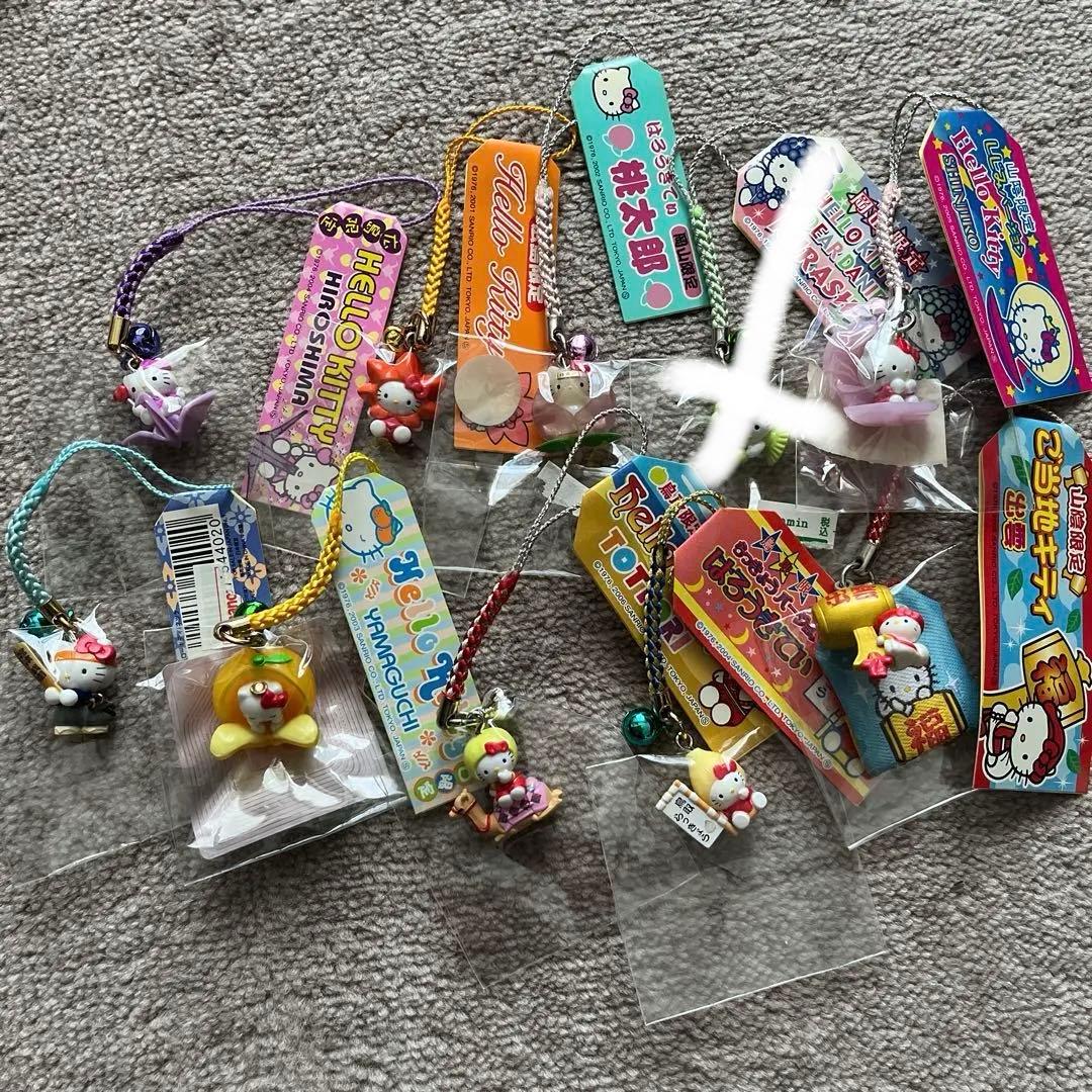 ハローキティ　ご当地ストラップ　根付け　中国地方版　9点セット