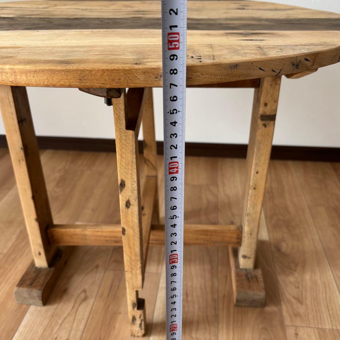 アンティークテーブル　折りたたみ　丸テーブル　サイドテーブル