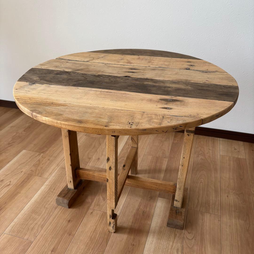 アンティークテーブル　折りたたみ　丸テーブル　サイドテーブル