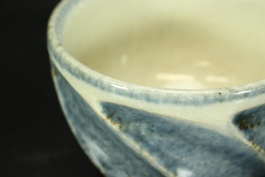 呉洲面取汲出 茶碗 六客 河井透 木箱付(メ1276)