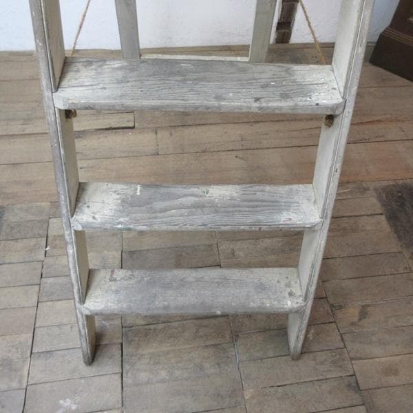 イギリス アンティーク 家具 木製ラダー ステップ はしご ペイント 6119e