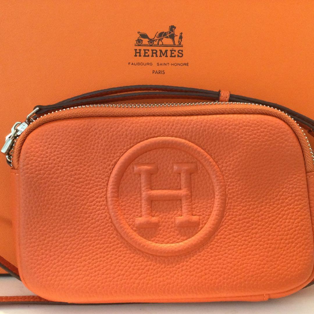 BA　本革製☆Hロゴオレンジ ショルダーバッグ