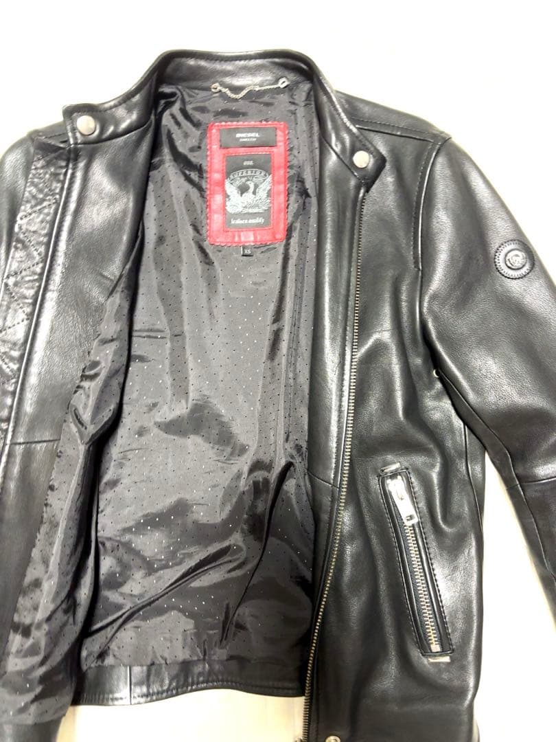 【超美品】DIESELライダースジャケット.レザージャケット 黒 XS シングル